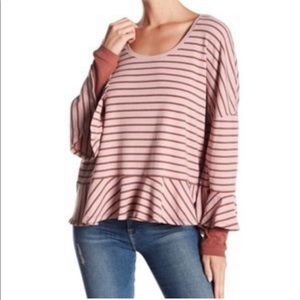 Free People Round About Pink Bell Long Sleeve Size S